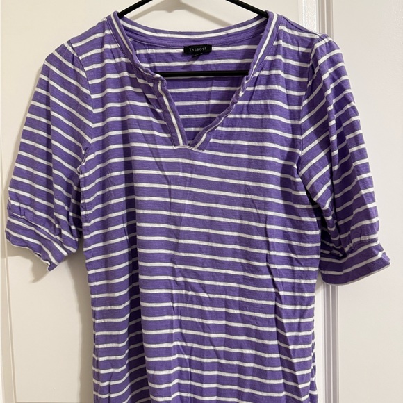 Talbots Tops - NWOT Talbots Lavender and White Striped Short Sleeve Top